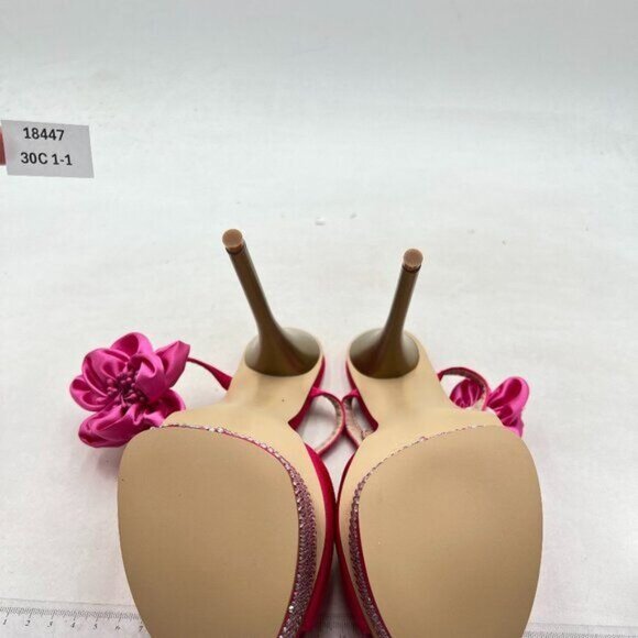 FSJ Women Open Toe Platform Sandals Ankle Strap High Stiletto Heel Flower Pink - Picture 6 of 7